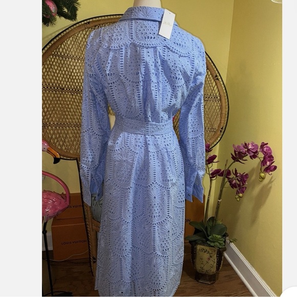 Lilly Pulitzer Blue Eyelet Eira Midi Shirtdress - Picture 4 of 7